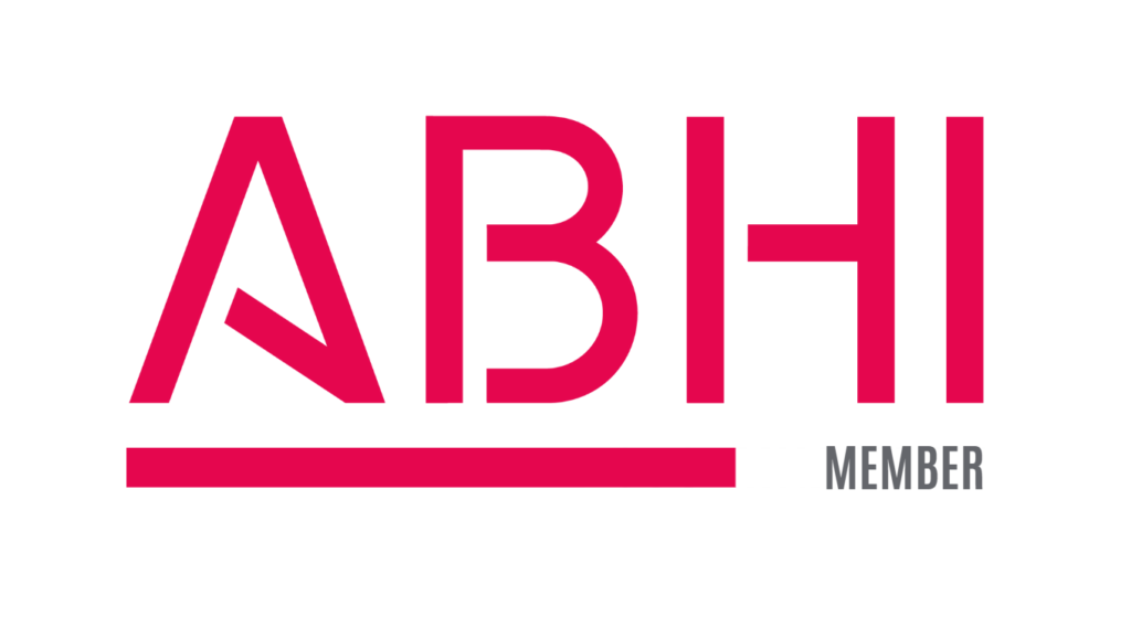 The image shows that Patient Guard is a member of ABHI. The logo of ABHI is red with the word member underneath the ABHI.