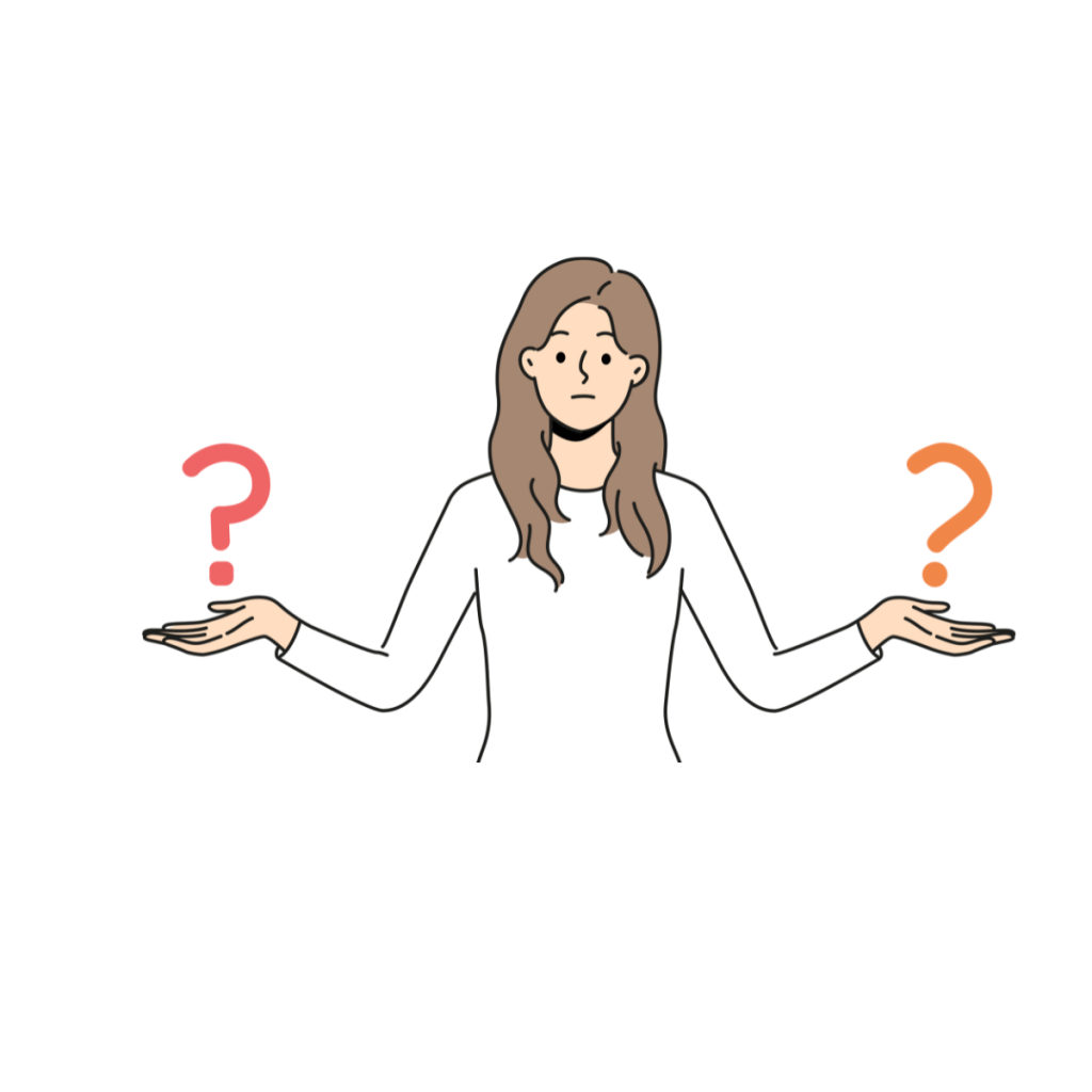 image of a lady with her arms spread out two questions marks on her hands. This is used in the what's the difference between QA and QA section of patient guards medical device blog on Quality Assurance and Quality Control in the medical devices industry.