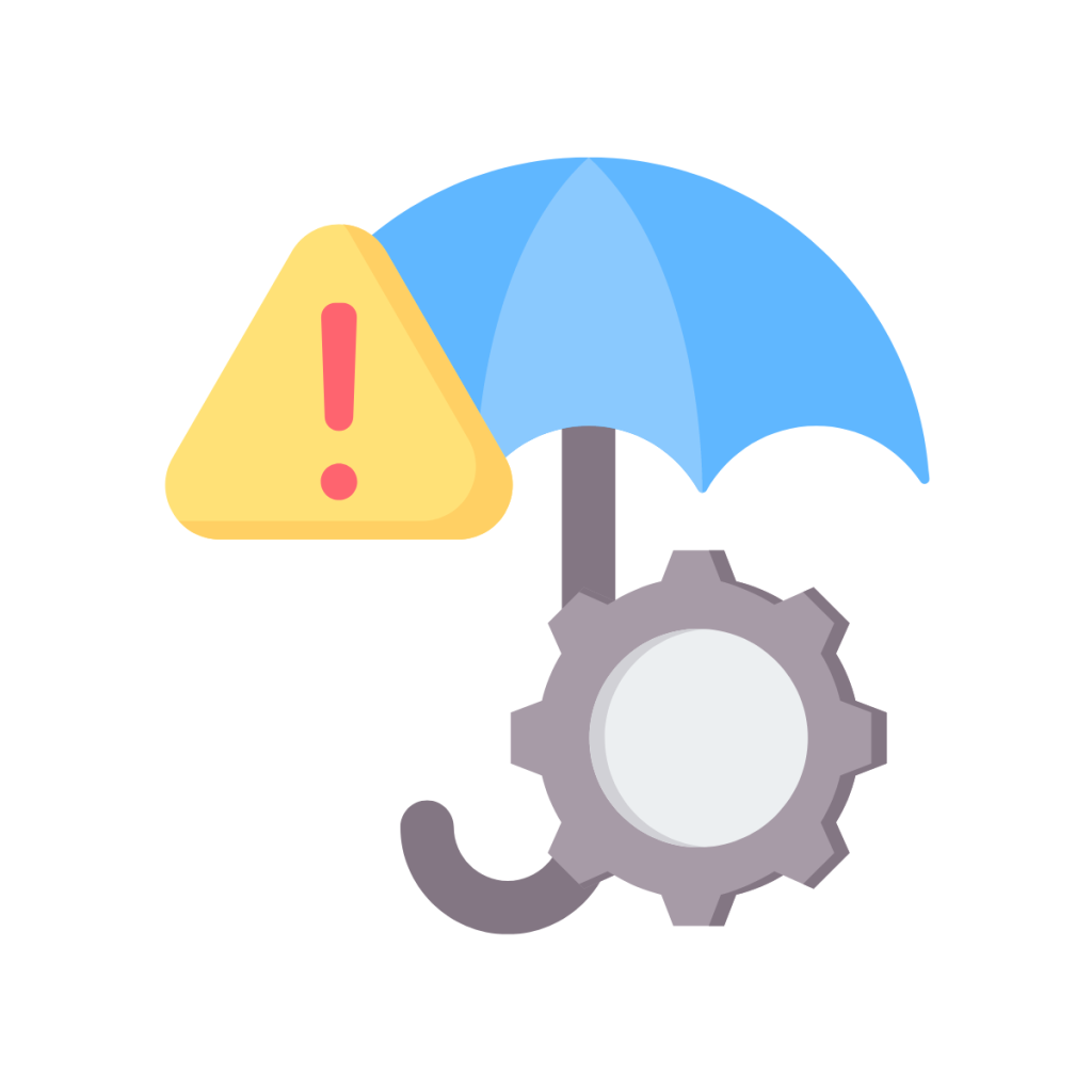 umbrella with caution symbol next to it - medical device risk mitigation strategies.