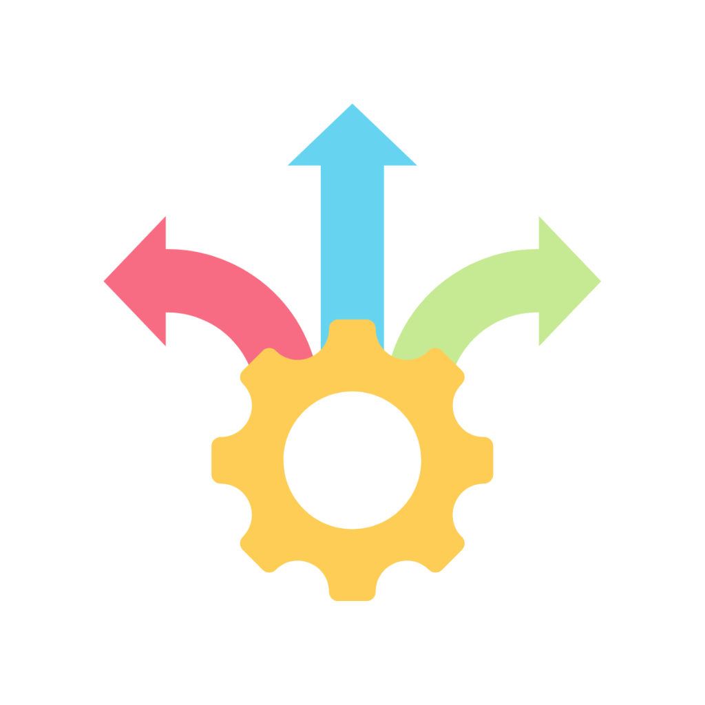 Continuous improvement - cog with arrows coming from it
