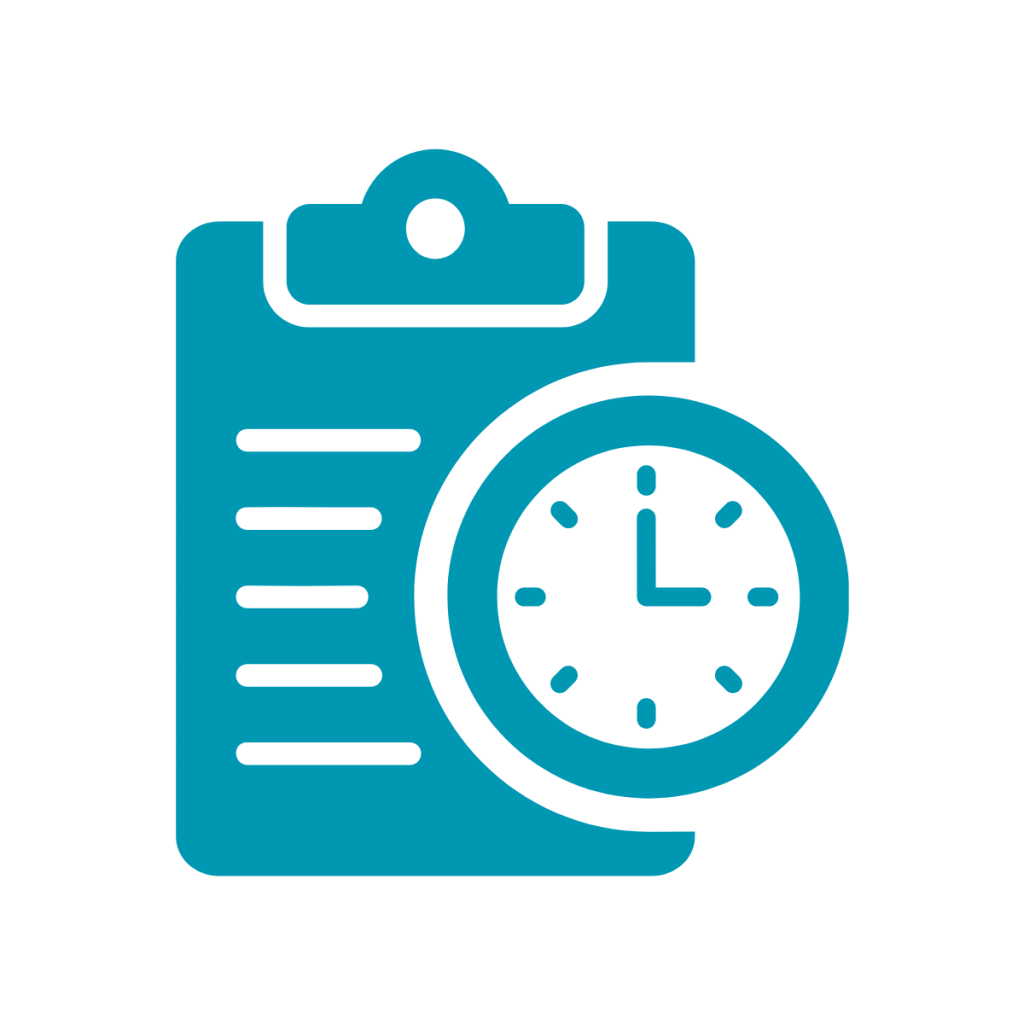 Clipboard with a clock on it - representing reporting to regulatory authorities for medical devices.