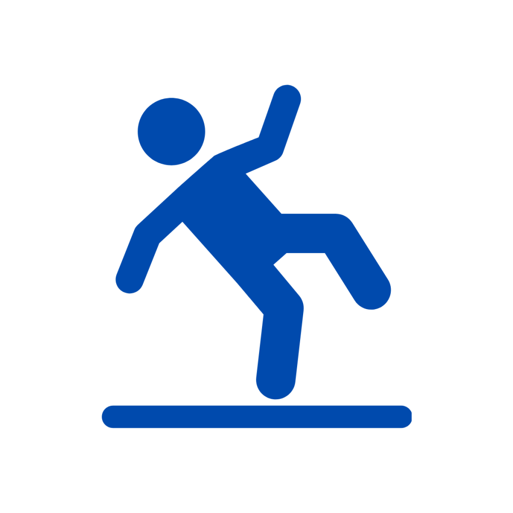 image of a man tripping backwards - used to represent medical device vigilance adverse event reporting.