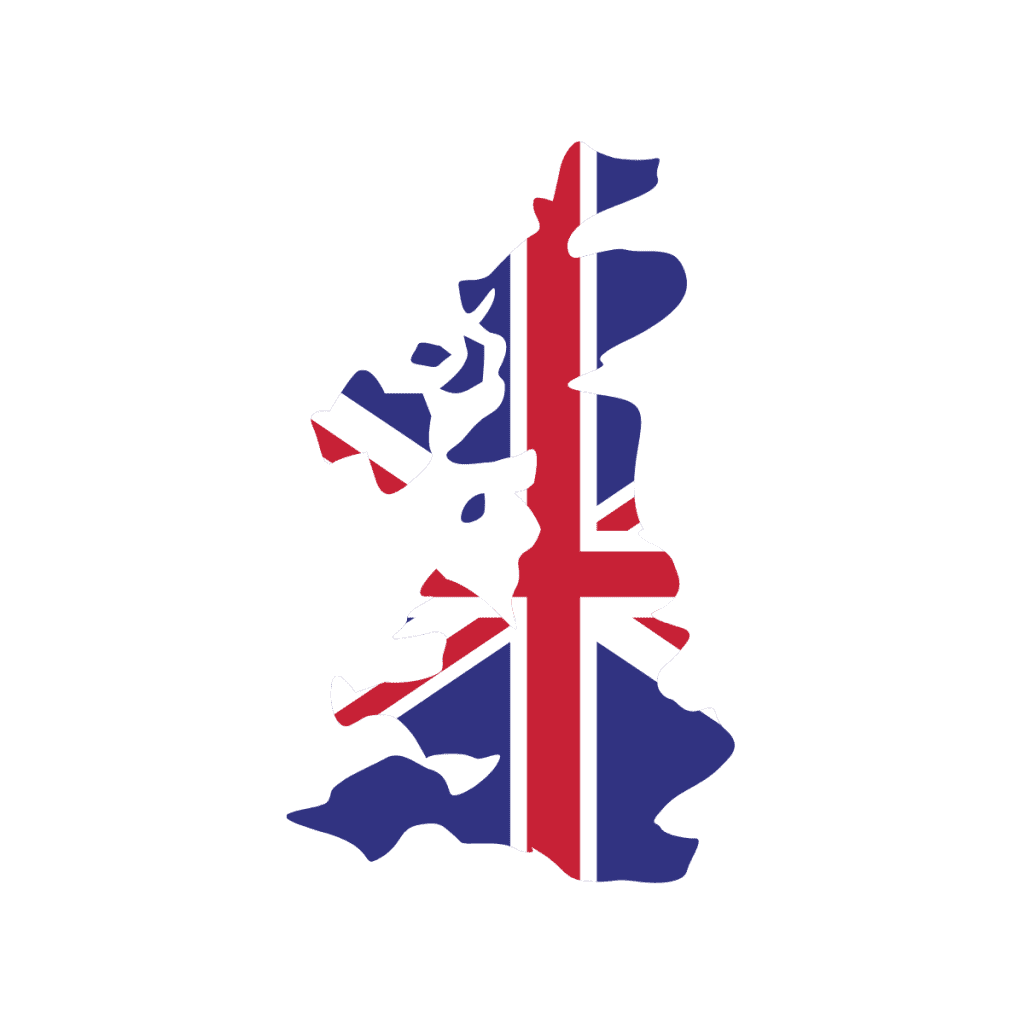 image of a map of the UK in the colours of the union jack flag - used by patient guard to discuss medical device and IVD registration with the MHRA and UKRP (UK Responsible Person)