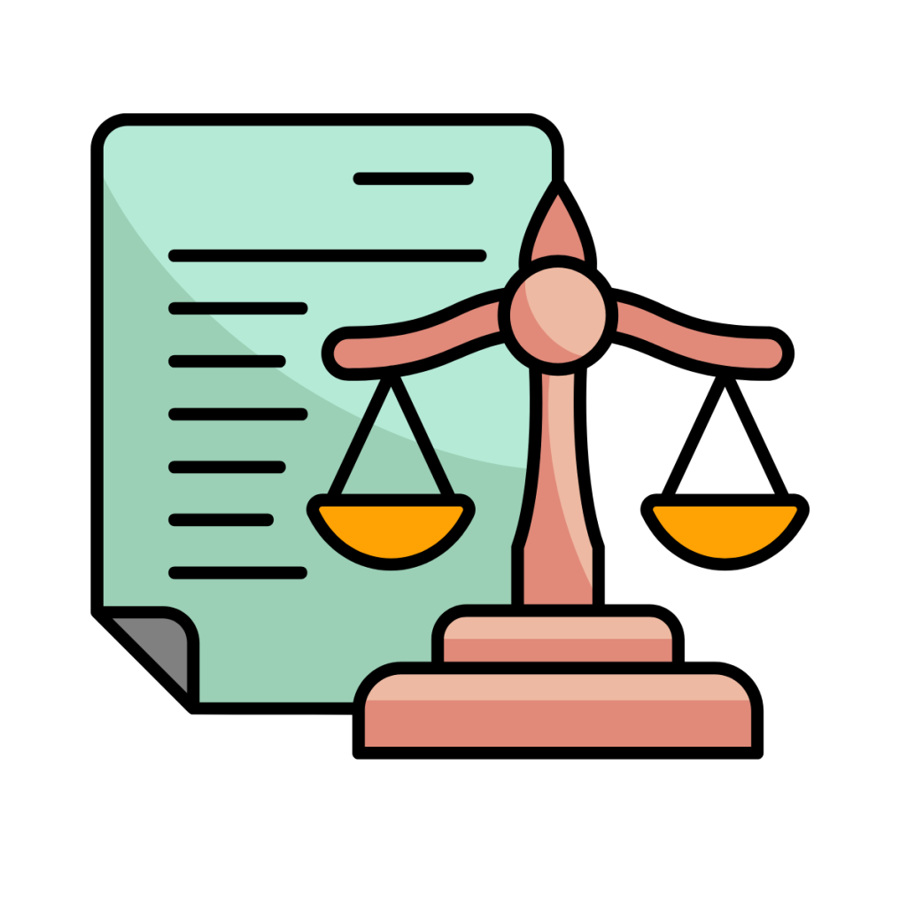 illustration of a document behind law scales. This is used by patient guard to represent medical device and IVD regulations.