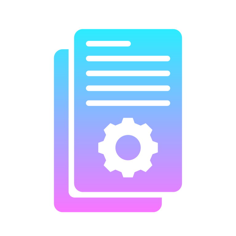 Image of a file with a cog and lines above it representing text. The cog represents technical information. The image is used by patient guard limited to discuss medical device technical files (EU 2017/745).