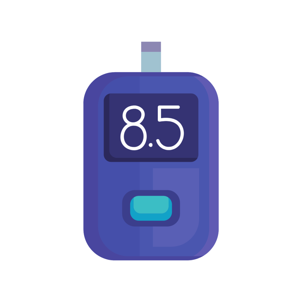 Illustration of a diabetes blood sugar level monitor. This image is used by patient guard on their medical device determination page.