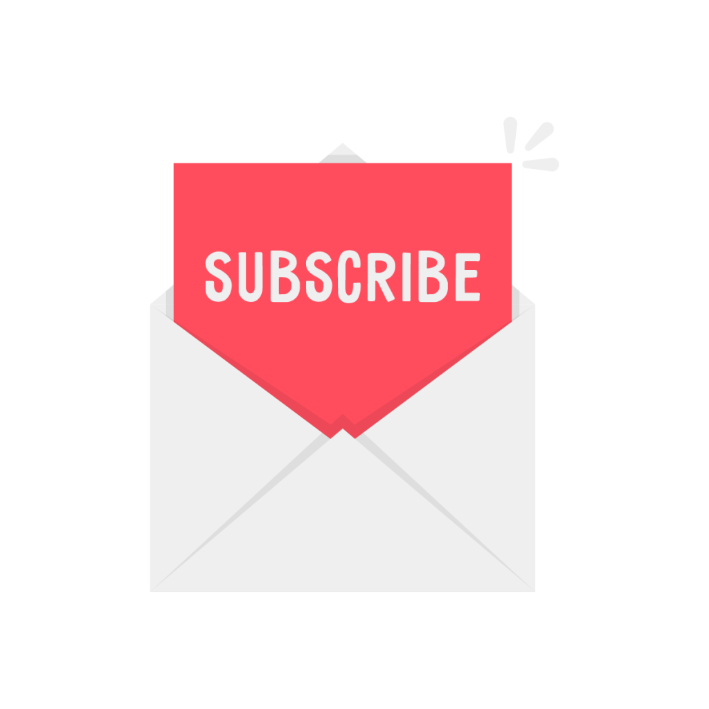 image of an envelope with a letter that says subscribe - used by patient guard to encourage people to subscribe to their news letter.