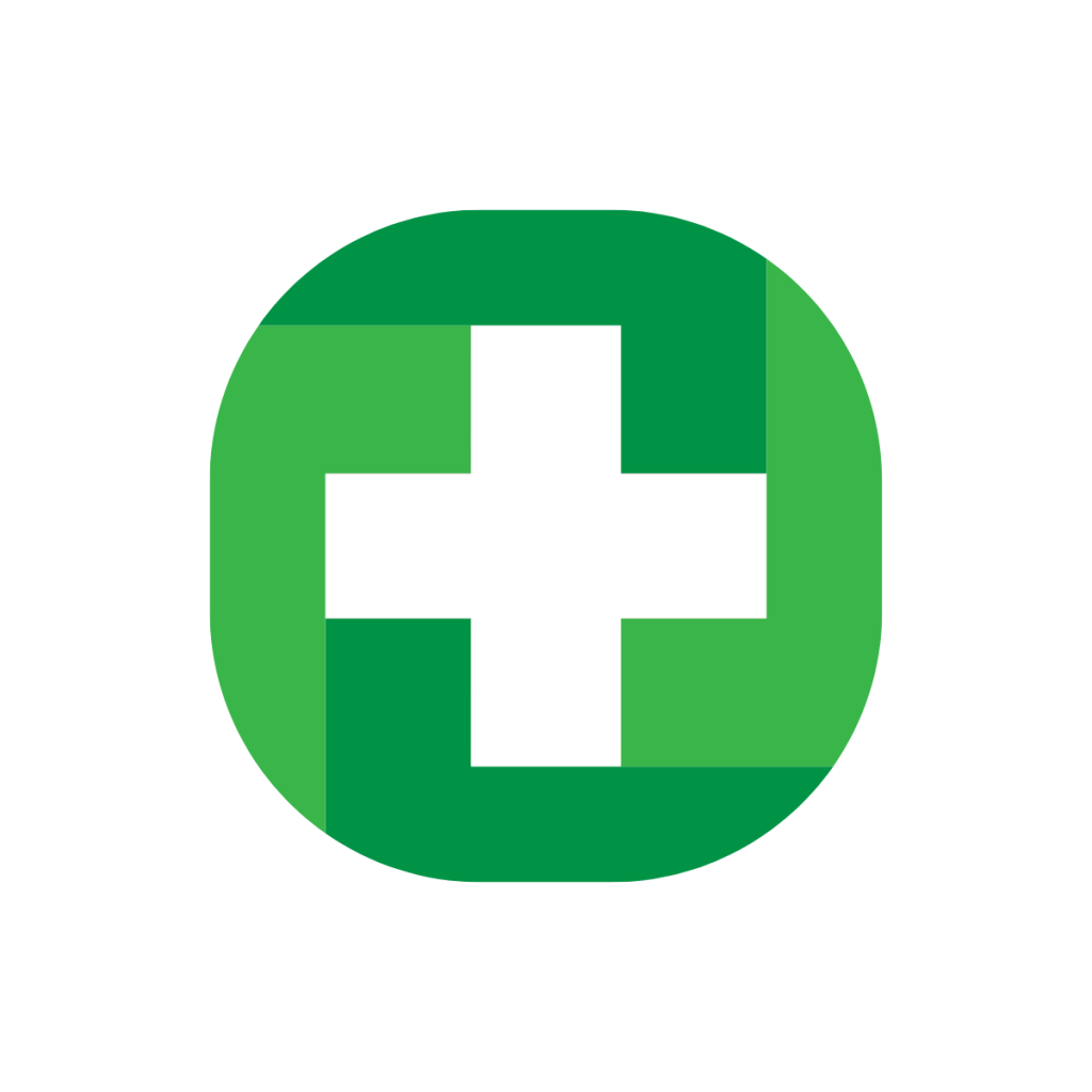 Green circle with a plus sign in the middle used by patient guard to describe their medical device clinical evaluation services including medical writing.