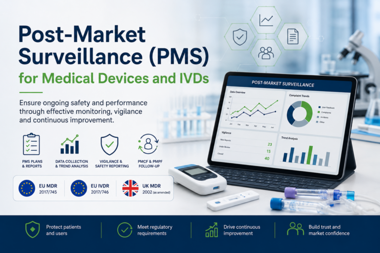 Post-market surveillance for medical devices and IVDs under the EU MDR, EU IVDR and UK MDR.