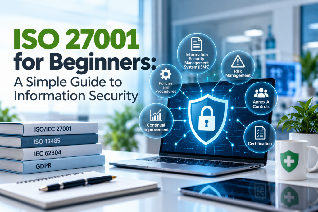 ISO 27001 information security guide showing ISMS, risk management, Annex A controls and certification